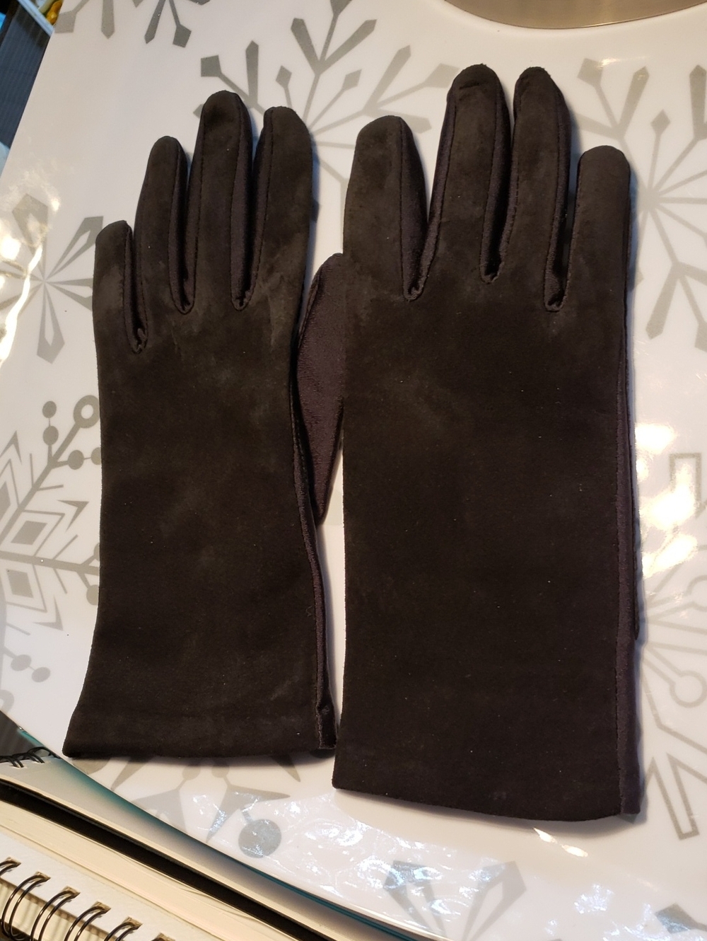 Aris Black Suede-Look Women's Gloves 7